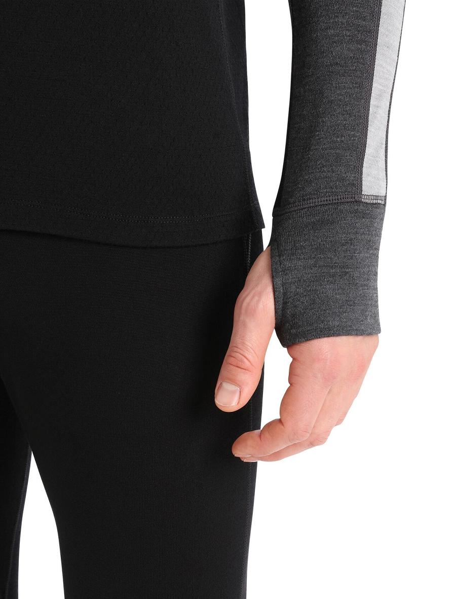 Base Layers Icebreaker 260 ZoneKnit™ Merino Long Sleeve Half Zip Męskie Czarne | PL 1622YXFU